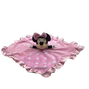 Disney Baby Minnie Mouse Pink Security Blanket Lovey Plush Toy‎ 14" Satin Trim